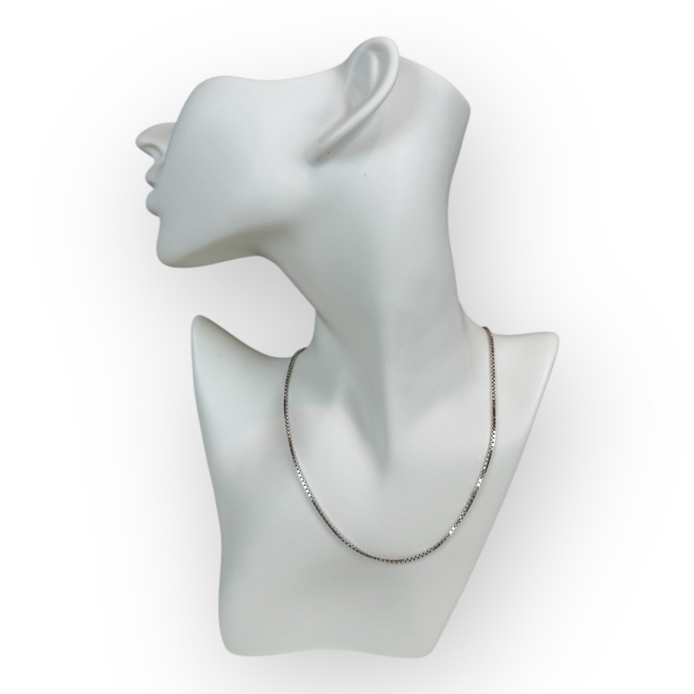 Sterling Silver 925 Box Chain Necklace 16"‎ Simple Minimalist Everyday Jewelry